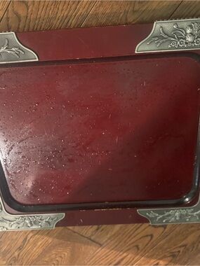 Arthur Court Red and Silver Decorative Serving Tray